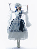 Ling Long Ci Blue Porcelain Butterfly Orchid Print Gothic Lolita Bustier JSK - image 13