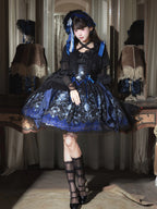 Ling Long Ci Blue Porcelain Butterfly Orchid Print Gothic Lolita Bustier JSK - image 16