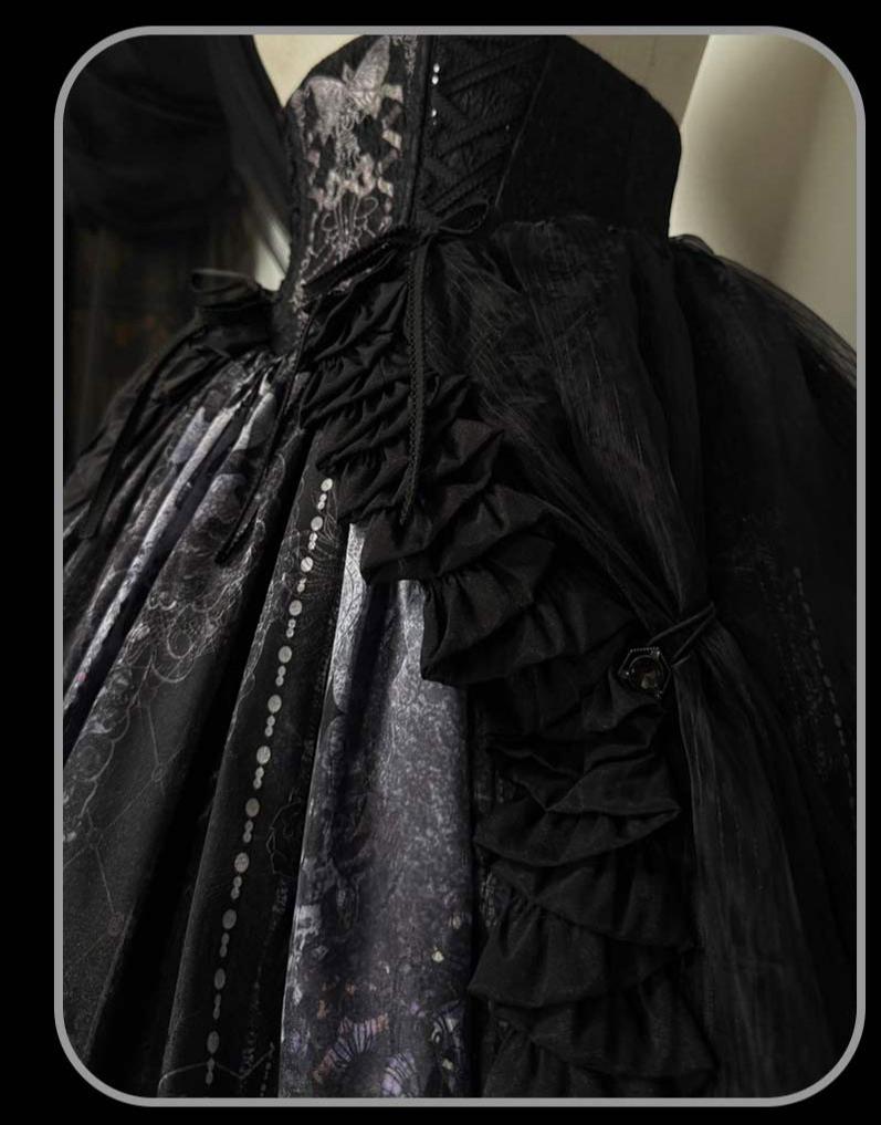 Bone-Eroded Butterfly - Gothic Lolita JSK & SK Set - image 45