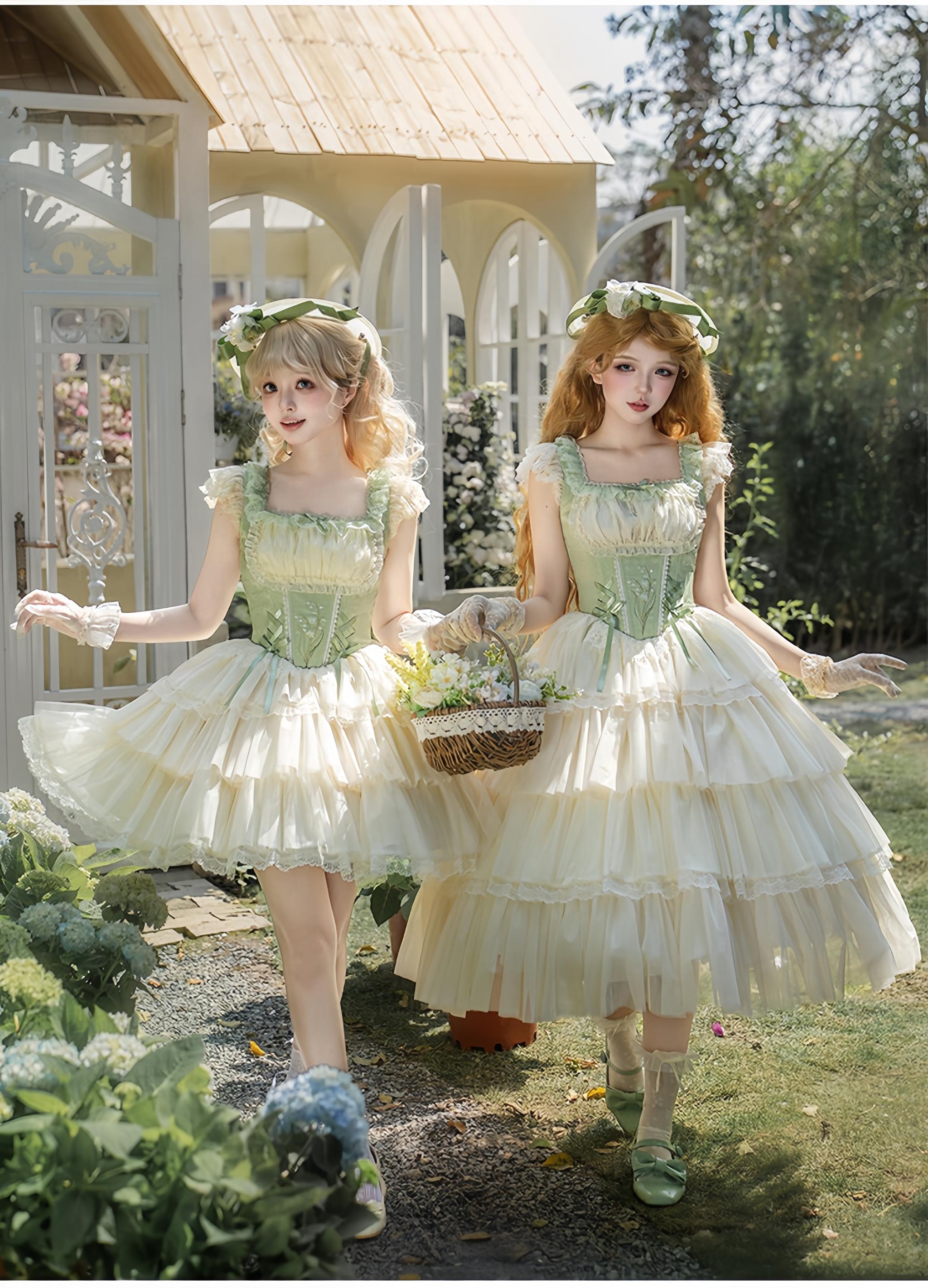 Lily of the Valley Whisper - Embroidered Classic Lolita Corset JSK Dress - image 1