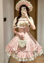 Whispers of Blossoms & Candlelight - Sweet Lolita Floral Printed JSK Dress with Bows and Accessories - image 4