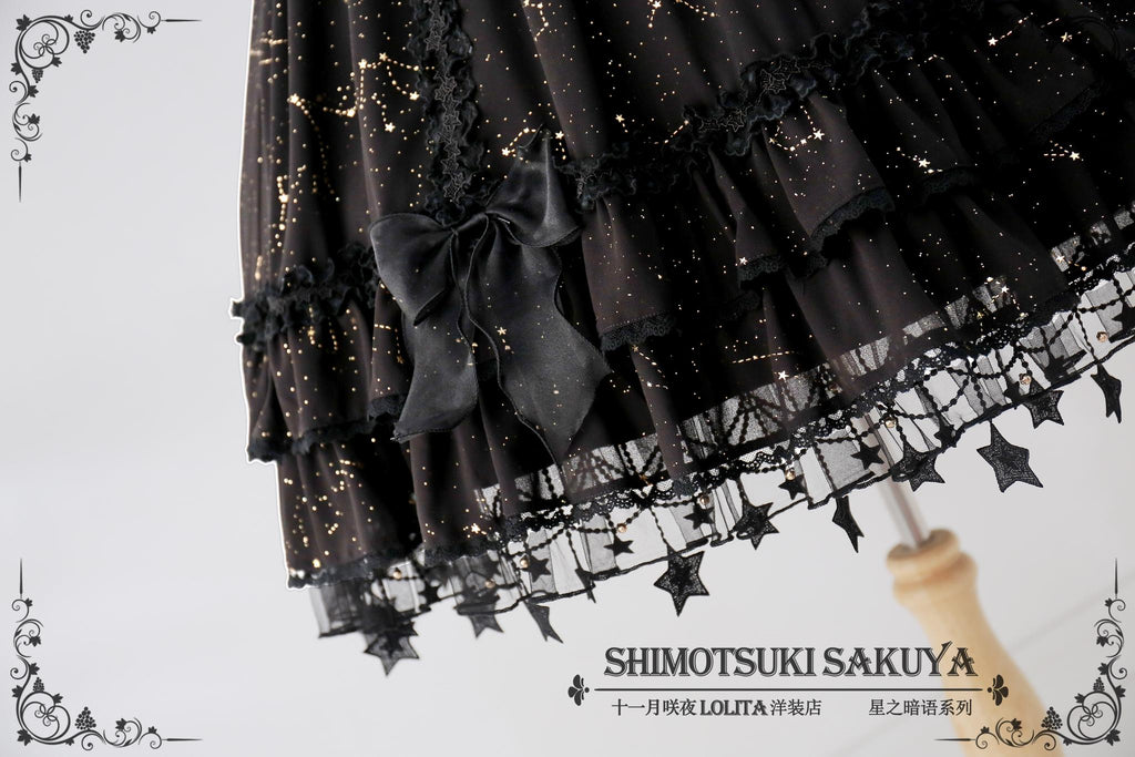 Whisper of Stars - Vintage Lolita Black OP Dress, Constellation-Themed - image 23