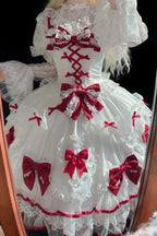 Sweetheart - Sweet Lolita JSK Dress in White and Red - image 5