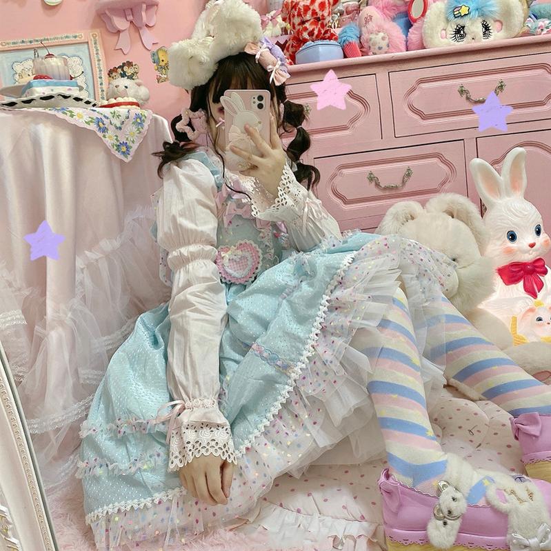 Macaron Lolita Cute Stripe Socks - image 25