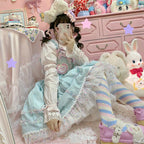 Macaron Lolita Cute Stripe Socks - image 25
