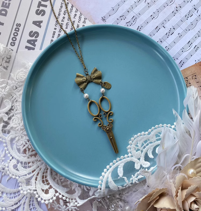 Vintage Lolita Bow-Scissors Shaped Necklace - image 11