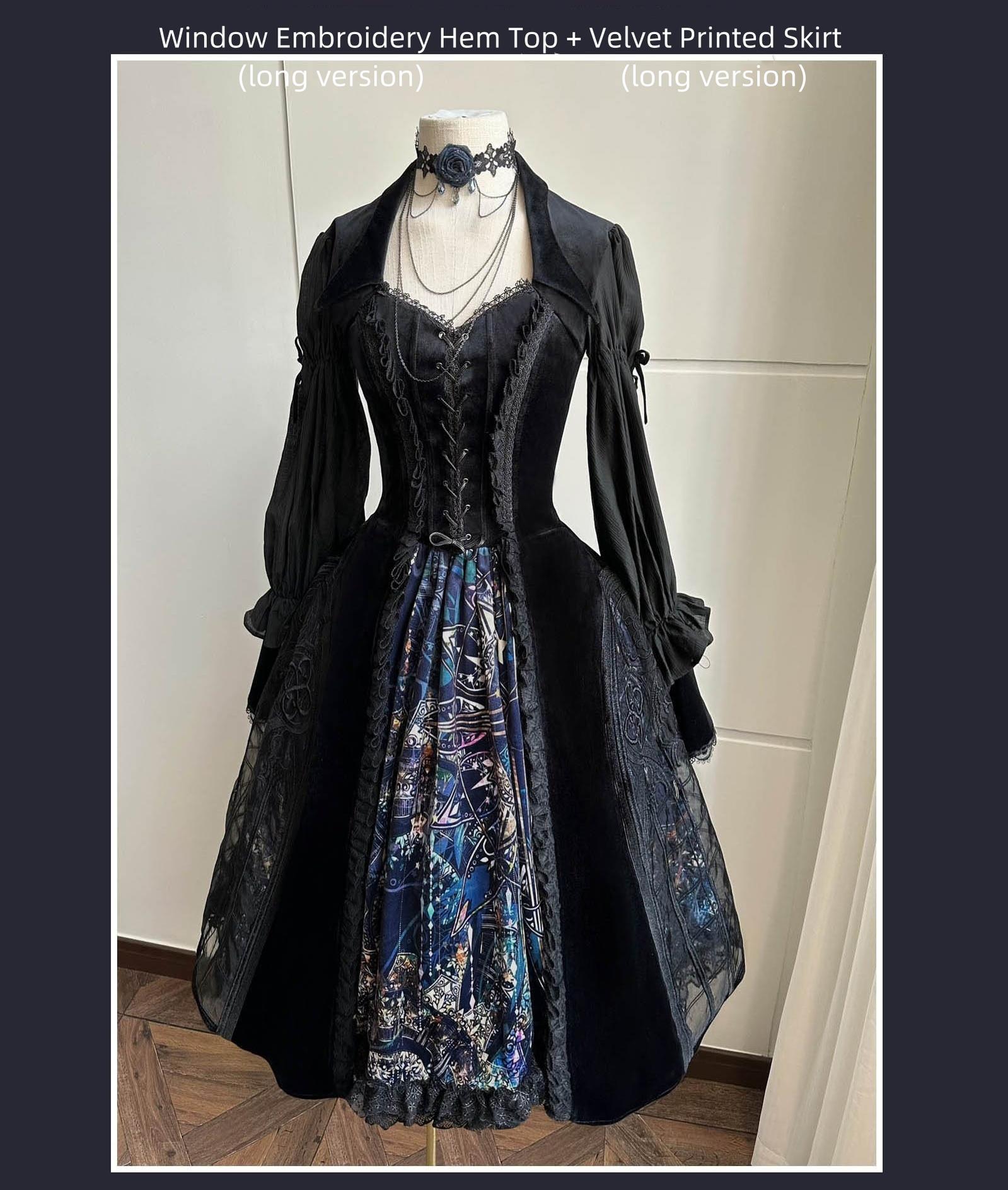 Night Traveler - Classic Gothic Lolita Dress with Stained Glass Window Print - image 5