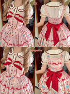 Showa Dessert Showcase - Kawaii Lolita JSK/Salopette Dress Suit, Pudding-Inspired - image 29