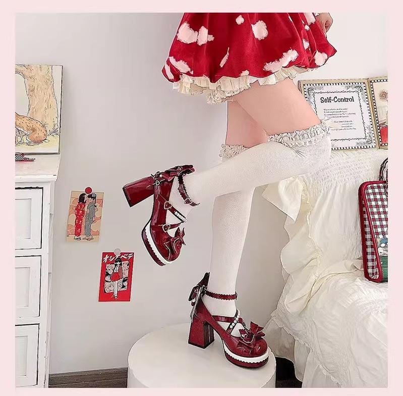 Crush Complex - Sweet Lolita Heel Shoes, Pearls & Bows - image 34
