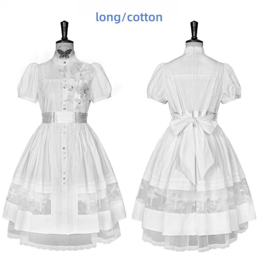 Ghost Orchid - Gothic Lolita OP Dress, Embroidered Cross - image 36