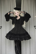 Escape - Double-Layered Jacquard Striped Printed Ruffled Slim Gothic Lolita JSK Dress 3 Colors - image 1