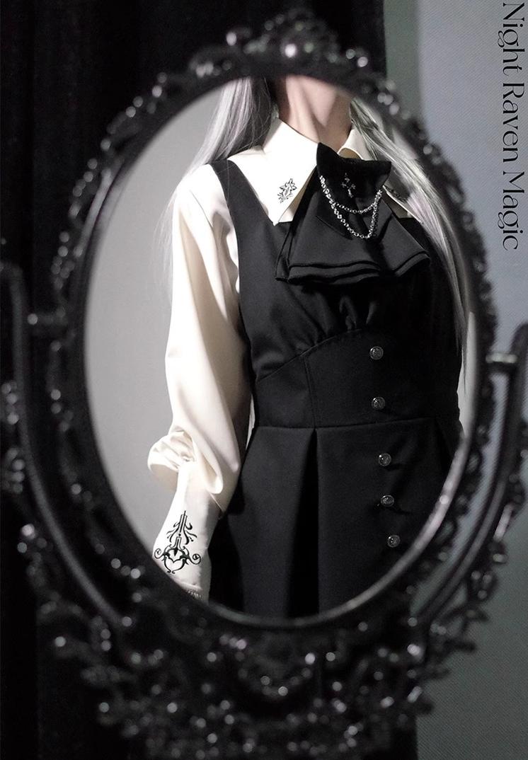 Night Raven Magic - Ouji Lolita Dress Set, Suspender Shorts & Cape - image 39