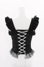 Metallic Angel Black Gothic Lolita Top and Ruffled Skirt Set - image 16