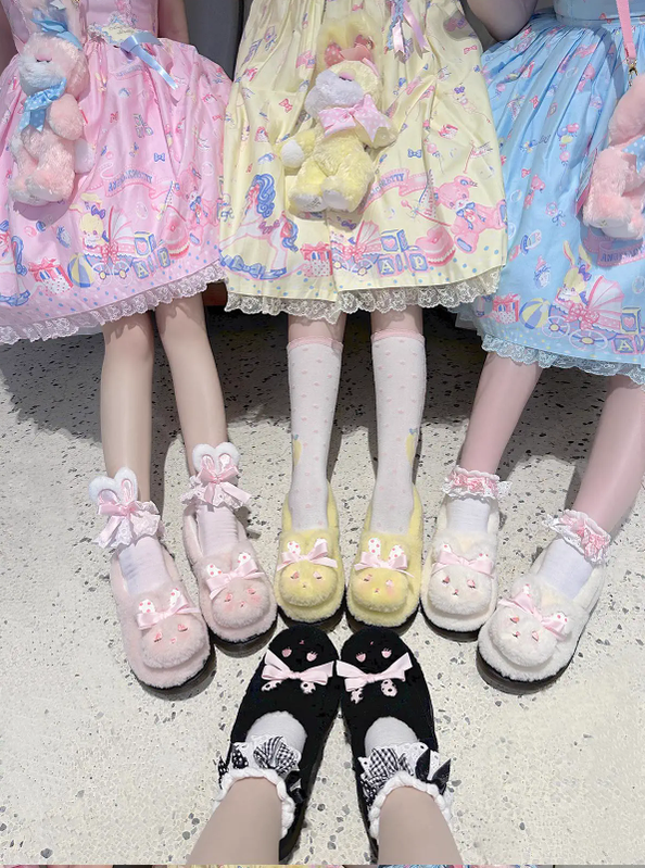 Rabbit Fur - Sweet Lolita Shoes Plush Rabbit Winter Lolita Shoes - image 2