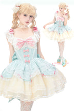 Green Parfait Romance - Sleeveless Ruffle Bowknot Lace Sweet Elegant Ballet Lolita JSK Dress - image 5
