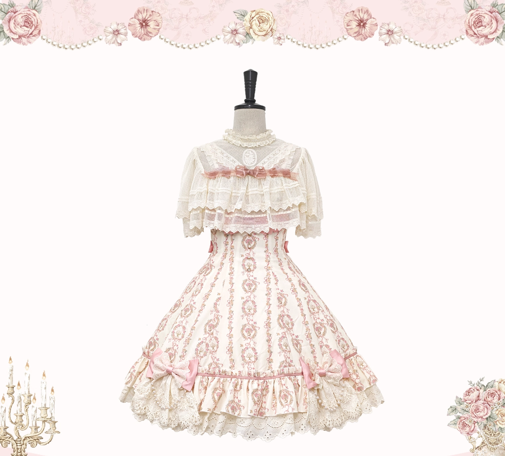 Whispers of Blossoms & Candlelight - Sweet Lolita Floral Printed JSK Dress with Bows and Accessories - image 29