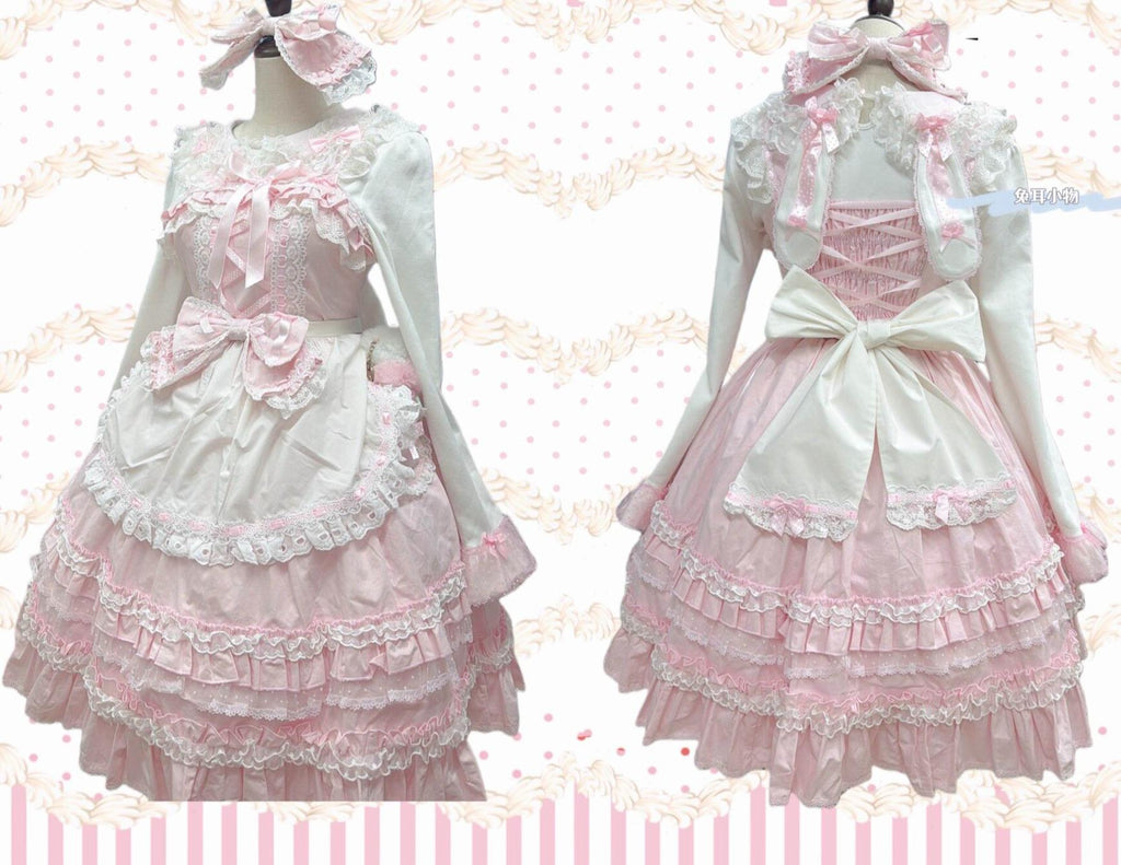 Little Dessert Chef - Old School Lolita JSK Dress, Cream-Like Ruffle and Accessories - image 13