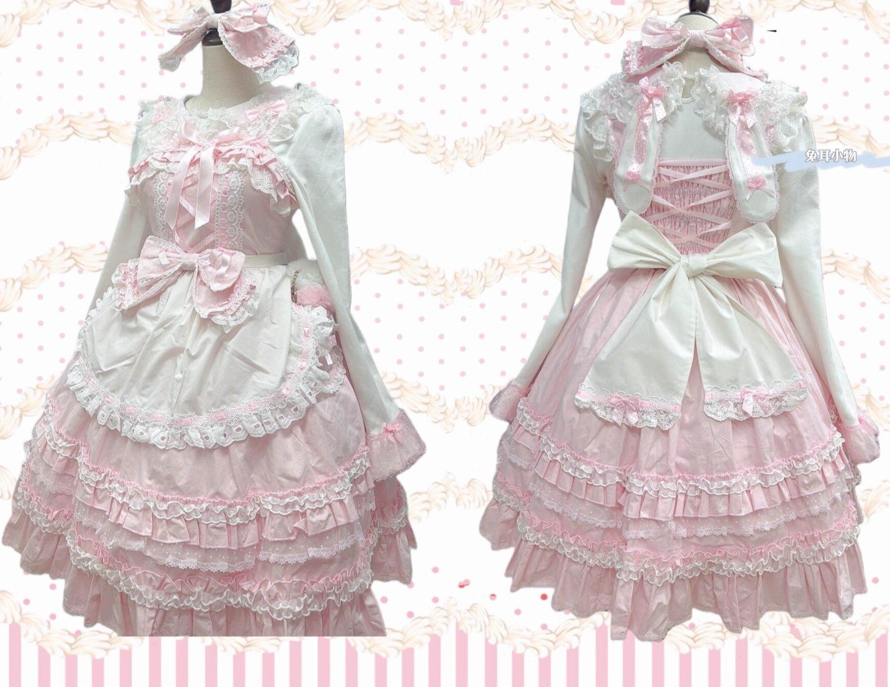 Little Dessert Chef - Old School Lolita JSK Dress, Cream-Like Ruffle and Accessories - image 13