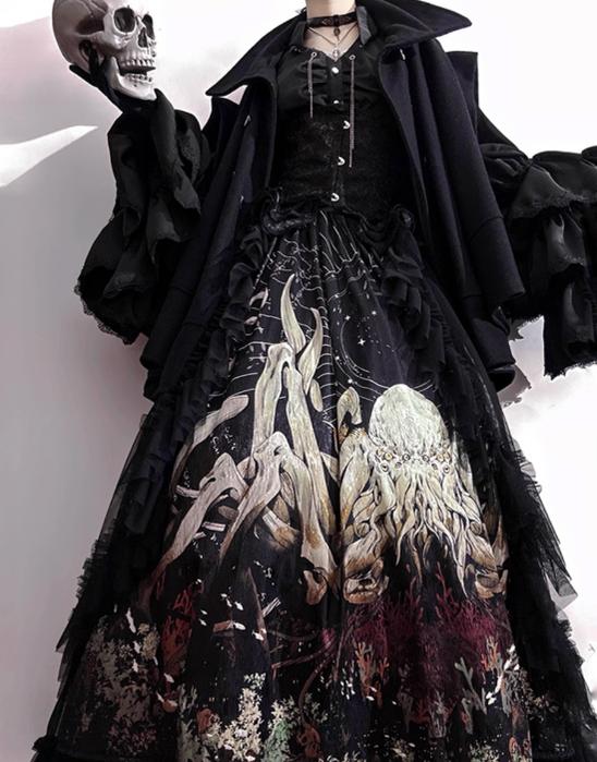 Reborn Ancient God Gothic Lolita Shirt and Skirt Set - image 11