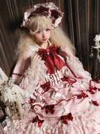 Teddy and Strawberry Embroidery Pink Sweet Lolita OP Dress Full Set - image 5