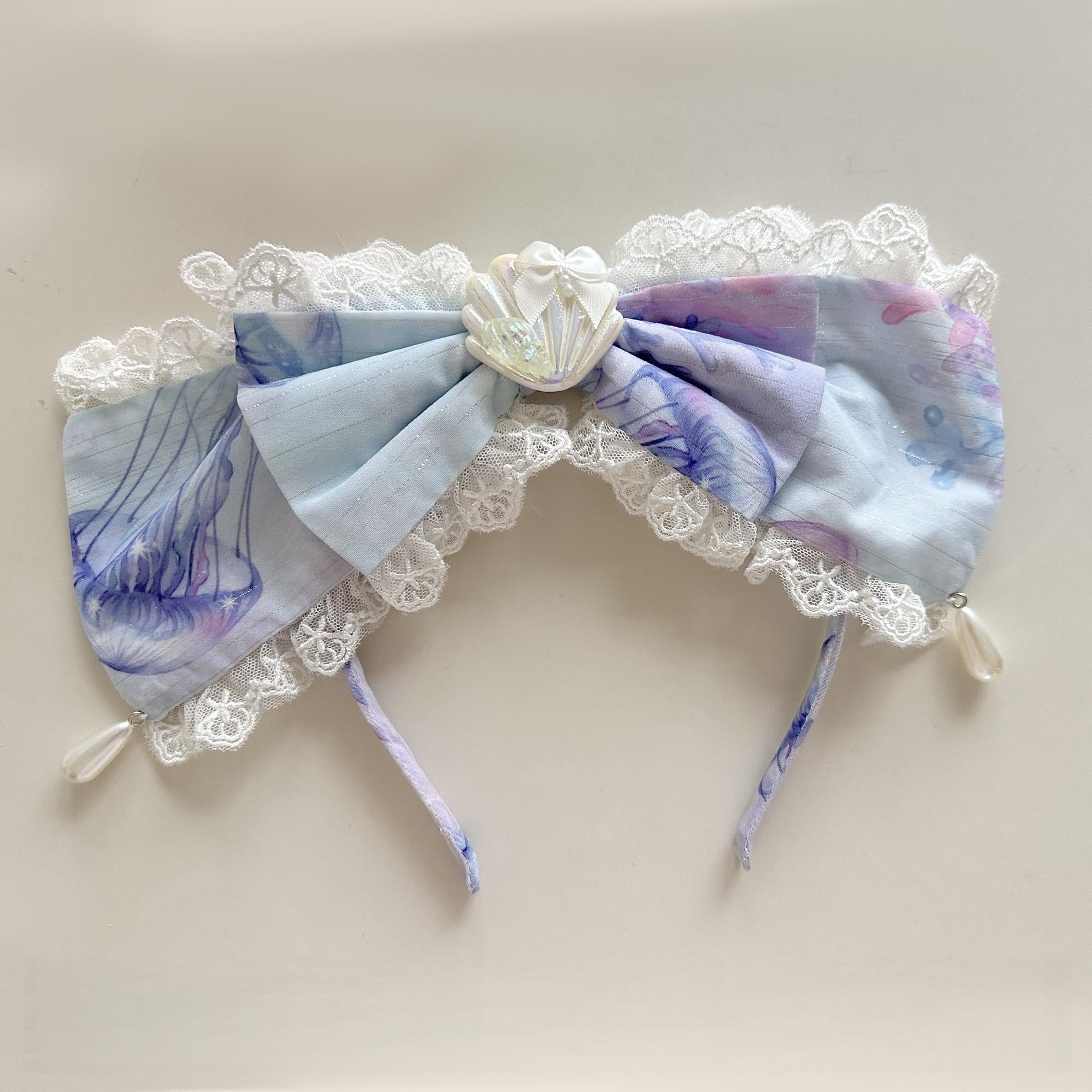 Coral Jellyfish - Sweet Lolita High-waist JSK Dress, Jellyfish & Coral Print and Accessories - image 19