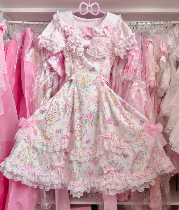 Spring 2025 - Floral Old School Lolita JSK Dress, Lace Trims - image 23