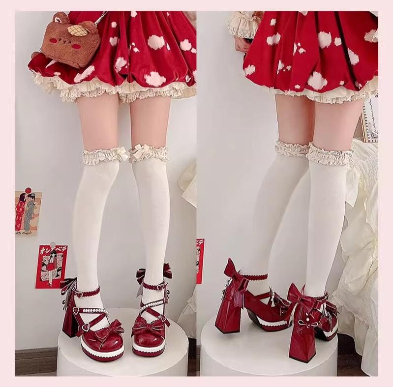 Crush Complex - Sweet Lolita Heel Shoes, Pearls & Bows - image 35