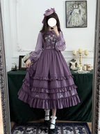 Verdant Name - High-waisted Classic Lolita Dress, Embroidered Bellflower - image 2