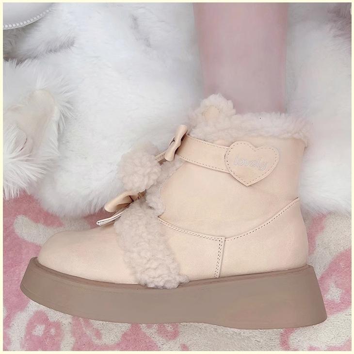 Furry Bear - Winter Cute Lolita Short Snow Boots - image 13