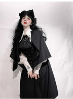 Night Raven Magic - Ouji Lolita Dress Set, Suspender Shorts & Cape - image 24