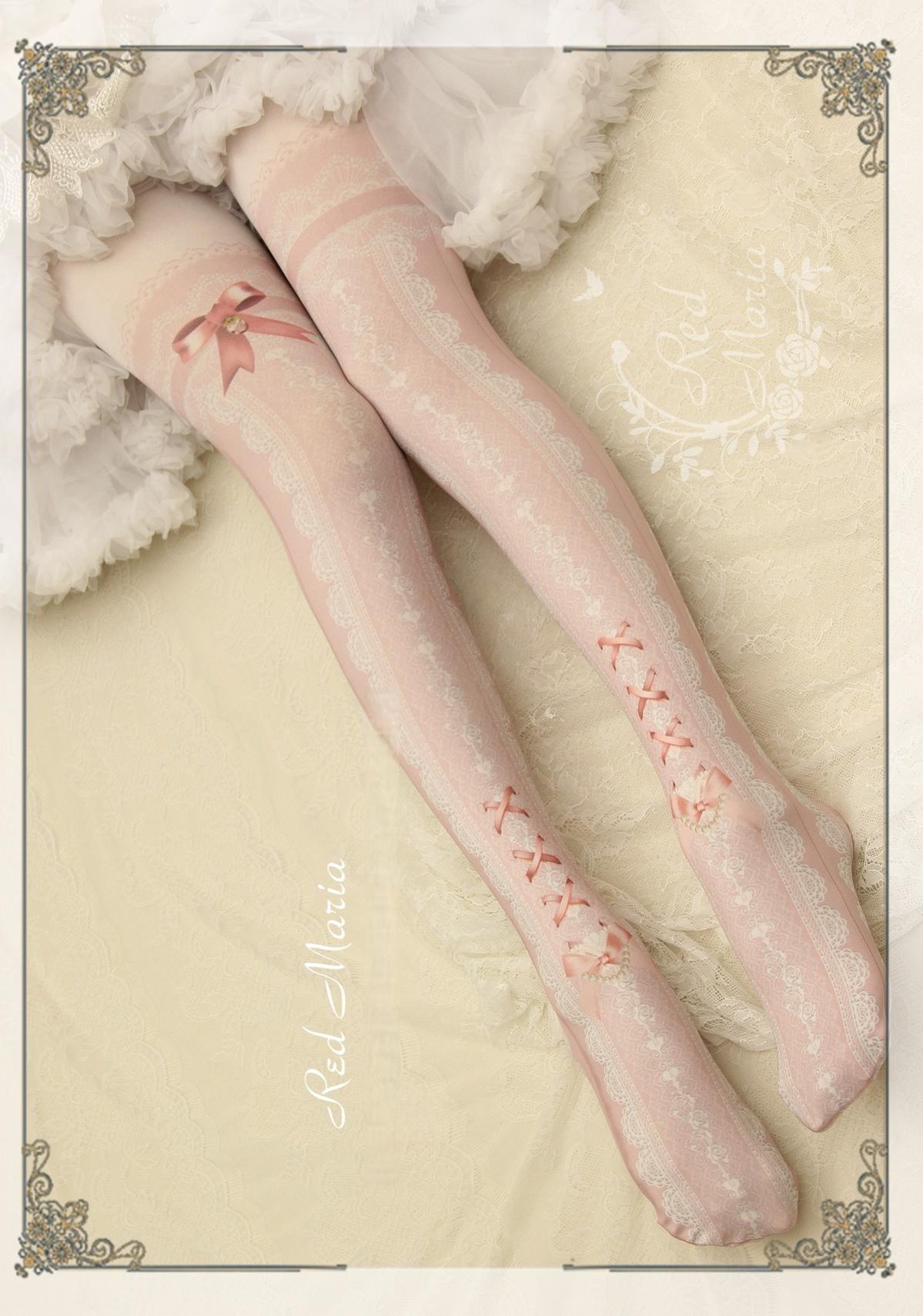 Lace Printed Bow 80D Lolita Tights Multicolors - image 6
