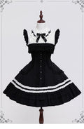 Lily Doll - Gothic Lolita Black White Contrast JSK Dress with Ruffles and Accessories - image 1