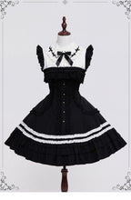 Lily Doll - Gothic Lolita Black White Contrast JSK Dress with Ruffles and Accessories - image 1