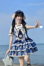 Glory of the Dog - Sweet Lolita Navy-Collar OP Dress in 2 Blues - image 1