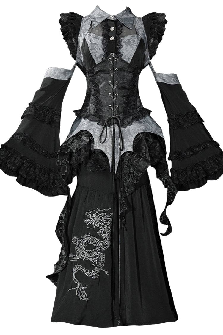 Sky Dragon Gothic Oriental Lolita Skirt Set - image 14
