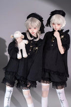 Black Gothic Ouji Lolita Top, Shorts and Scarf Set in 2 Sleeve Versions - image 4
