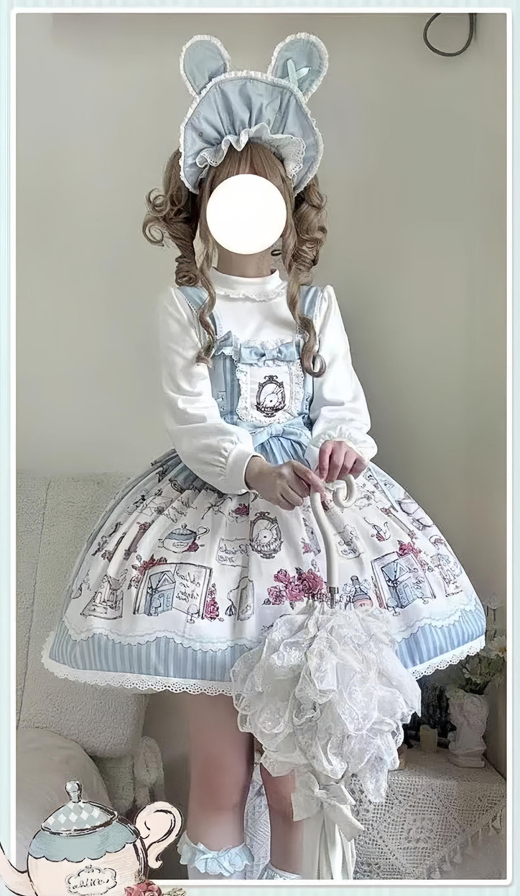 Rabbit Collection Box - Bunny Print Kawaii Lolita JSK Dress, 3 Colors - image 9