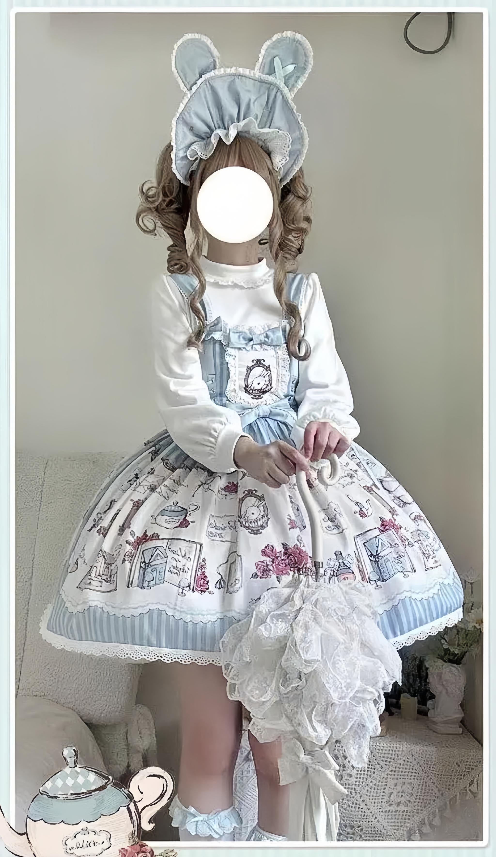 Rabbit Collection Box - Bunny Print Kawaii Lolita JSK Dress, 3 Colors - image 9