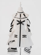 White Halter Flare Long-Sleeve Dress with Leather Straps and Shorts Set - image 3