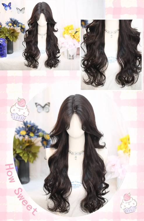 Flower Season - 70cm Long Curly Lolita Wig with Curtain Bangs - image 6