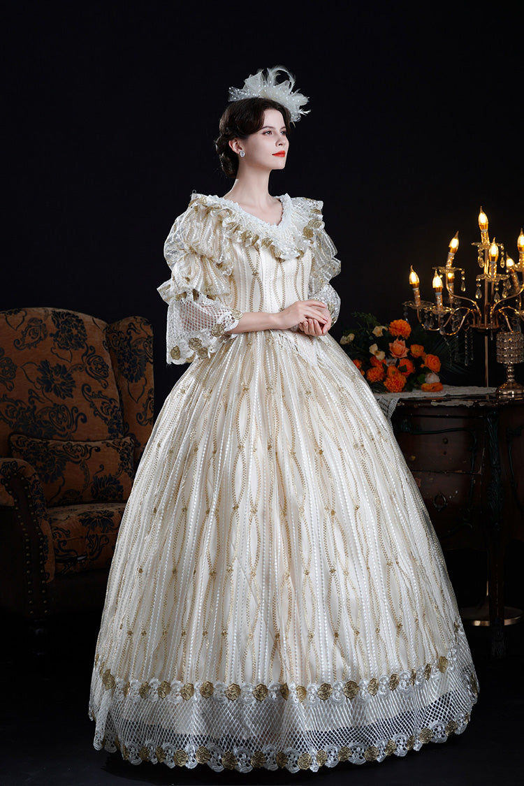 Champagne Palace Classic Victorian Lolita Puff-Sleeve Dress - image 6
