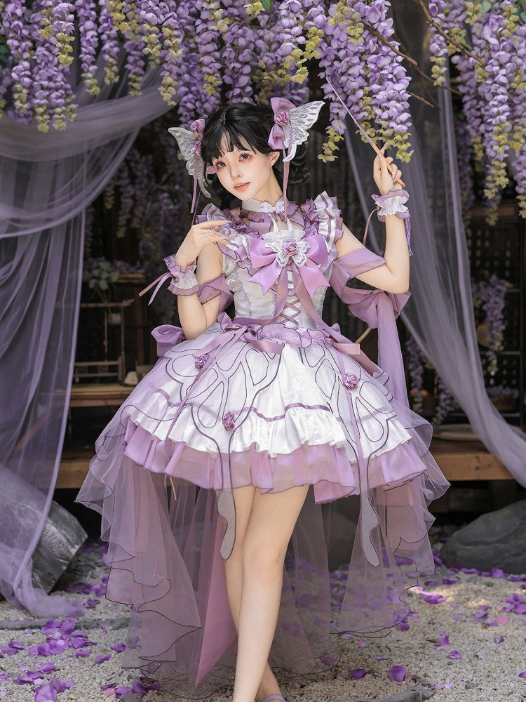 Chinese-Inspired Butterfly Lolita Dress Set with Headpiece and Wrist Cuffs - image 13