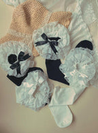 Cotton Lolita Bow Socks with Layered Lace Trim - image 5