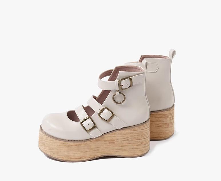 Retro Lolita Platform Shoes Round Toe Thick Sole - image 19