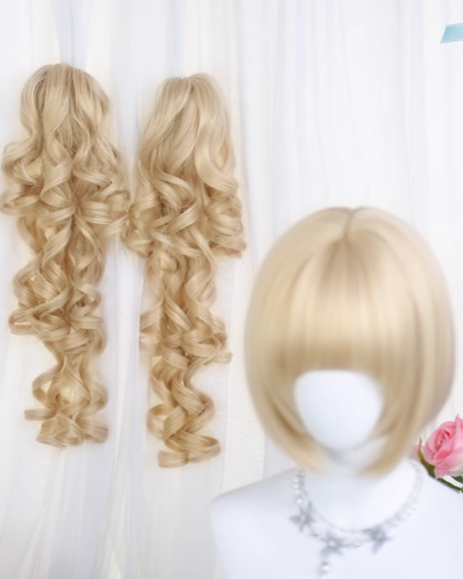 Blonde Lolita Wig, Detachable Roman Roll Ponytails - image 2