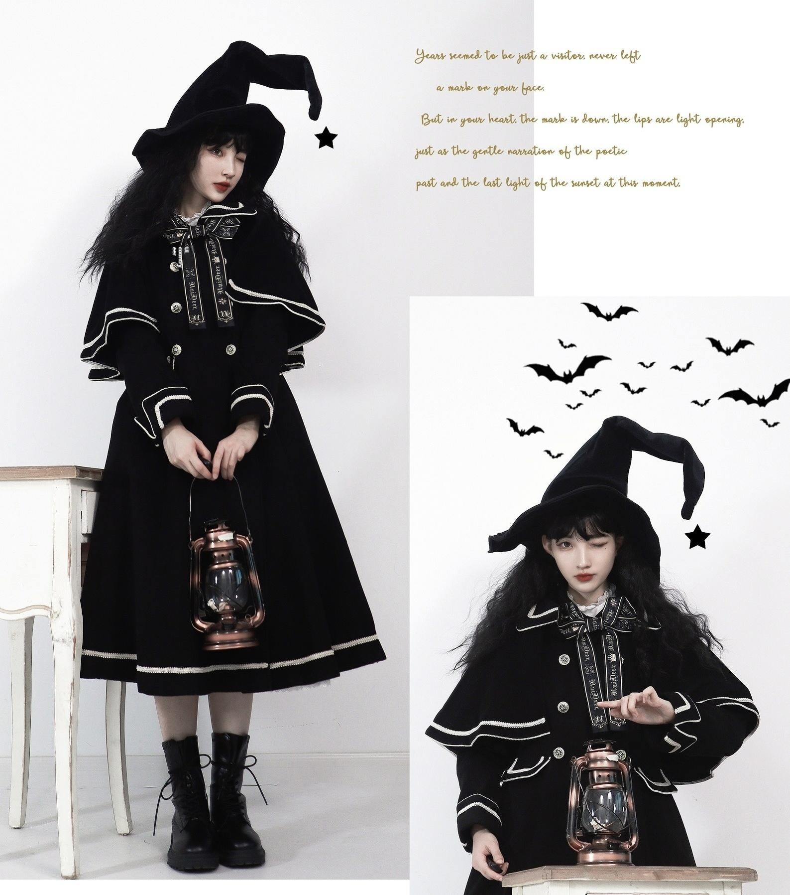 Galaxy Traveler - Classic School Lolita Overcoat with Detachable Cape and Bow - image 8