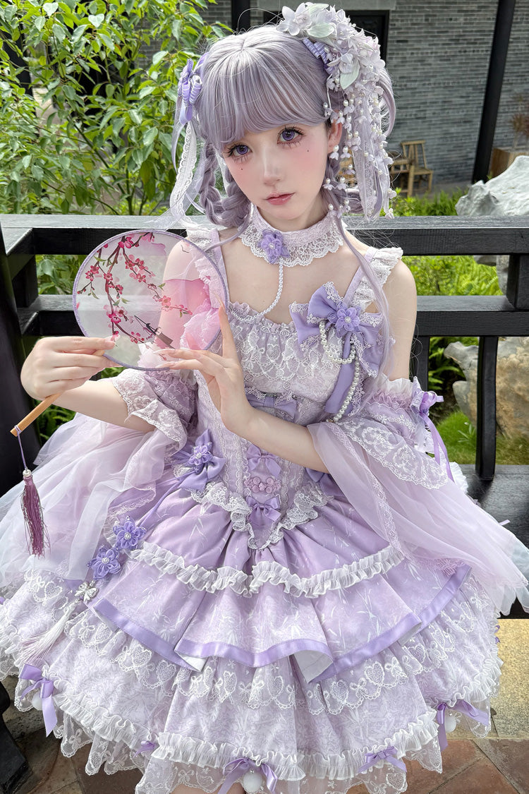 Purple Prelude of Spring Cherry Sweet Lolita JSK Dress - image 8