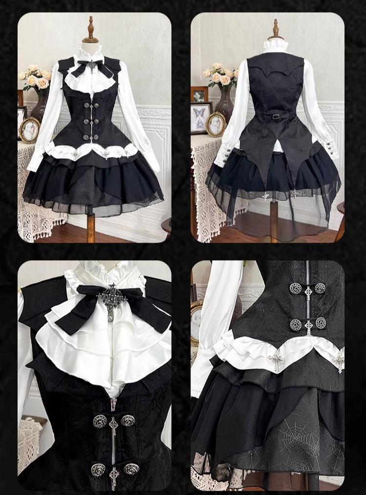 Bloodline Duke - Gothic Lolita SK Suit Spider Web Vest and Blouse - image 12