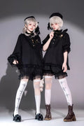 Black Gothic Ouji Lolita Top, Shorts and Scarf Set in 2 Sleeve Versions - image 1