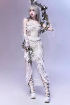 Redemption of the Deity - Drawstring Ruffle Embroidery Lace Pleated Gothic Lolita JSK Dress - image 1
